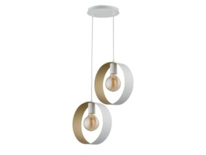 Miniaturka 4 - Lampa wisząca Happy 2 biało-złota z dwoma metalowymi okręgami