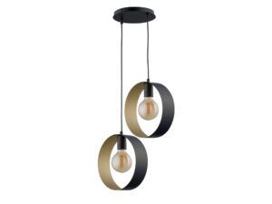 Miniaturka 1 - Lampa wisząca Happy 2 czarno-złota z dwoma metalowymi okręgami