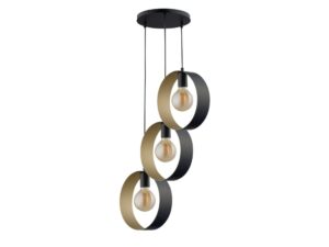 Miniaturka 1 - Czarno-złota lampa wisząca Happy 3 z trzema metalowymi kloszami