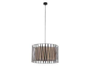 Miniaturka 4 - Lampa wisząca Harmony Nature z trzema jutowymi abażurami i czarną plecionką