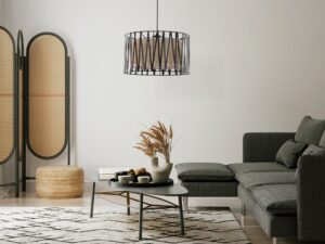 Miniaturka 1 - Lampa wisząca Harmony Nature E27 z jutowym abażurem w aranżacji