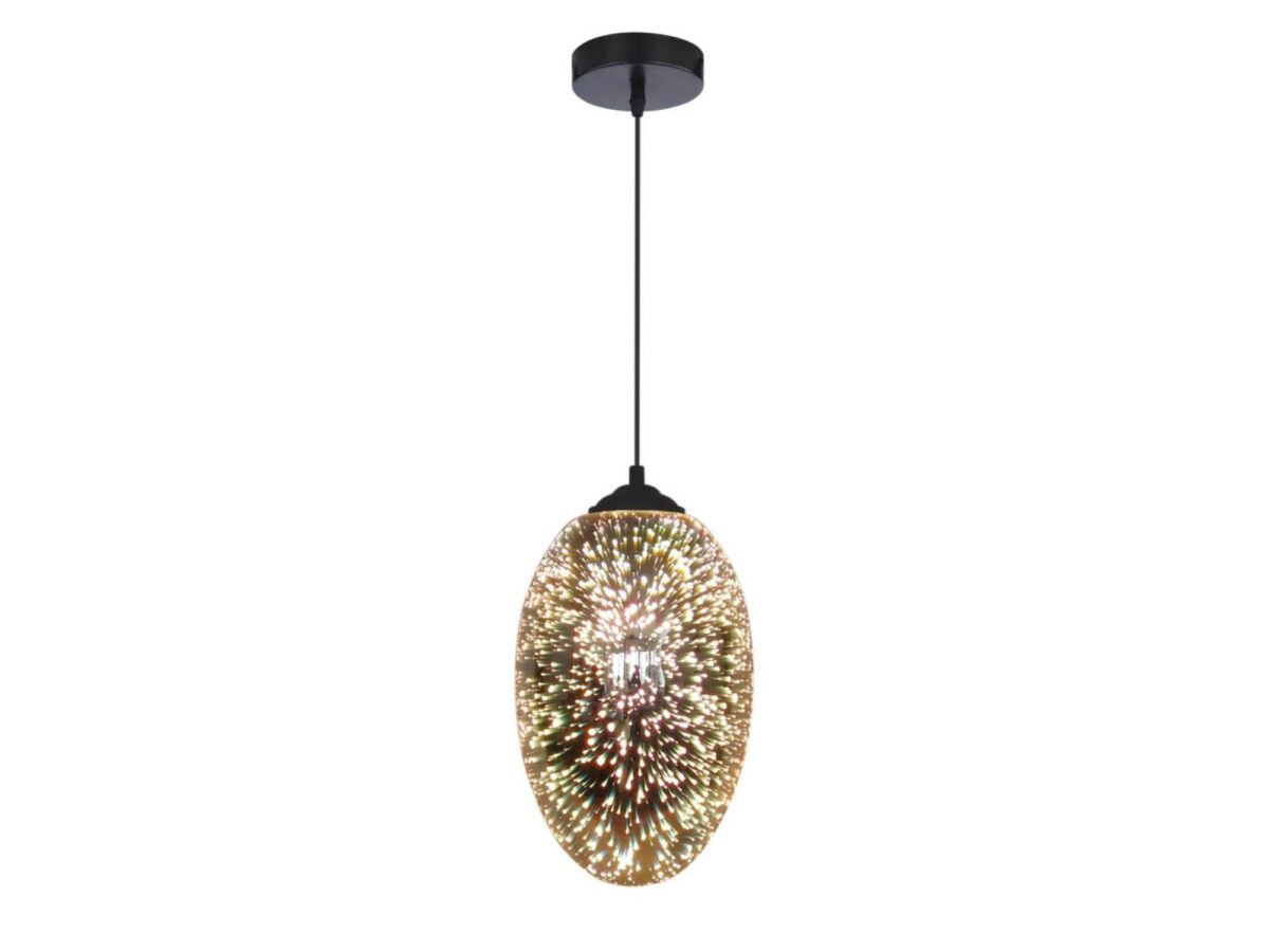 Lampa wisząca Helasena 20 cm bursztynowa ze szkłem 3D