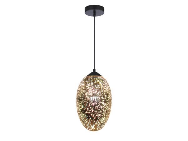 Lampa wisząca Helasena bursztynowa szklana kula 20 cm na białym tle
