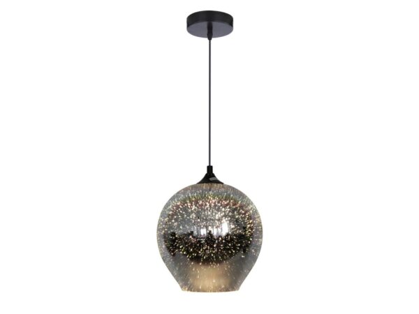 Lampa wisząca Helasena grafitowa 23 cm szklany klosz 3D