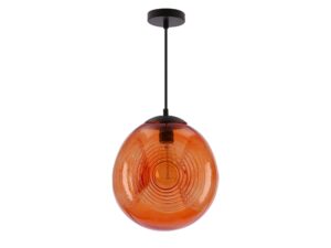 Miniaturka 4 - Pomarańczowa lampa wisząca Helaveta ze szklanym kloszem na białym tle