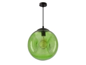Miniaturka 3 - Zielona lampa wisząca Helaveta ze szklanym kloszem na białym tle
