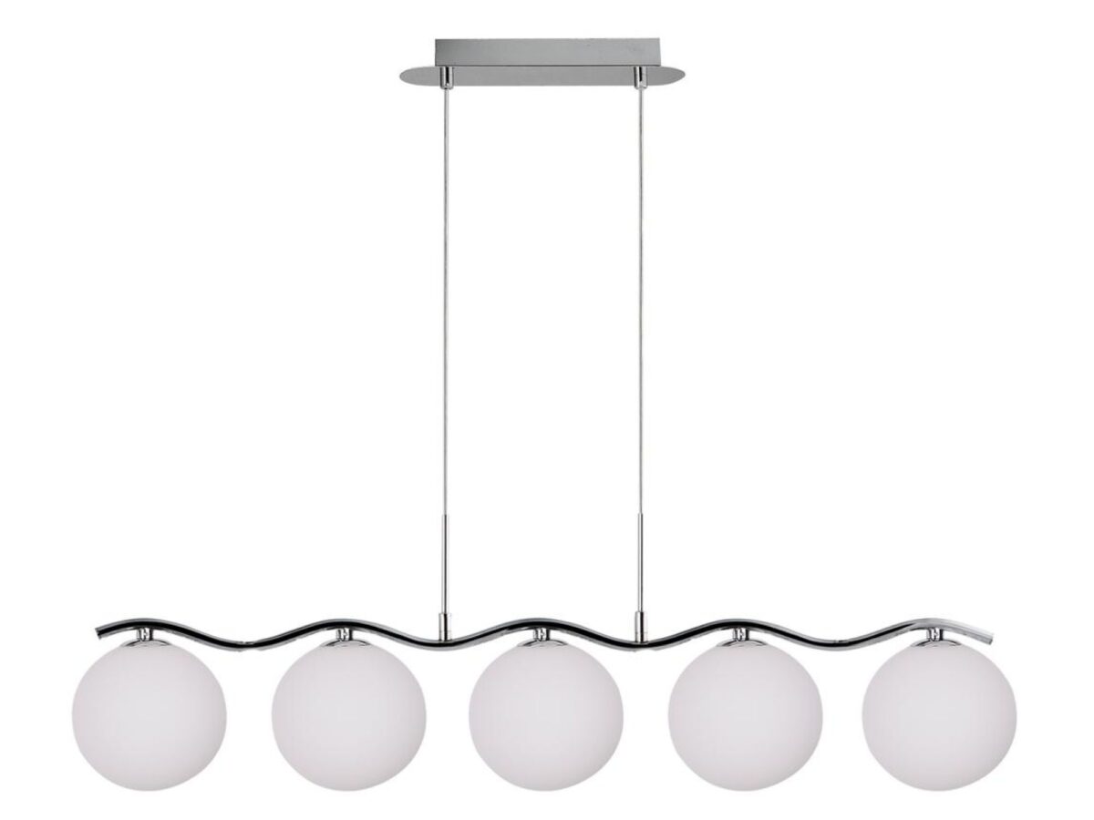 Lampa wisząca Helenio 5-punktowa z białymi kloszami