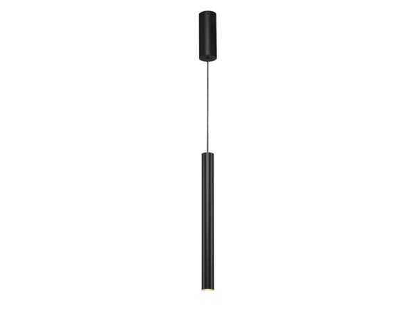 Lampa wisząca Helia 40 LED czarna z cylindrycznym kloszem, całą rozetą i zawieszeniem