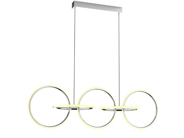 Lampa wisząca LED Helomo chromowana z pięcioma świetlnymi obręczami