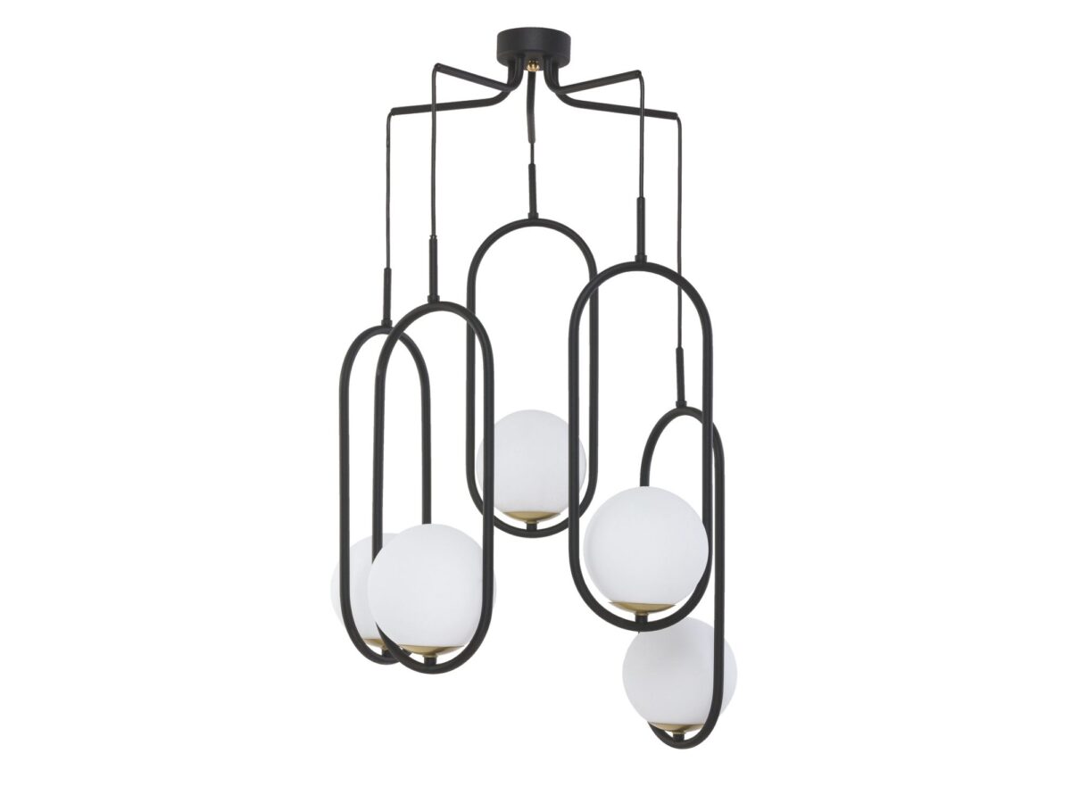 Lampa wisząca Igon 5-punktowa z kulistymi kloszami