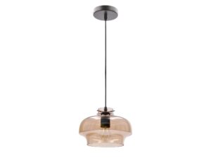 Miniaturka 1 - Lampa wisząca Ilanira z bursztynowym szklanym kloszem o stopniowanym obrysie