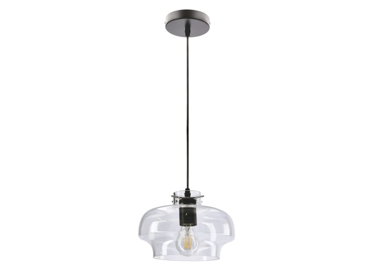 Lampa wisząca ze szklanym kloszem Ilanira 24 cm czarna