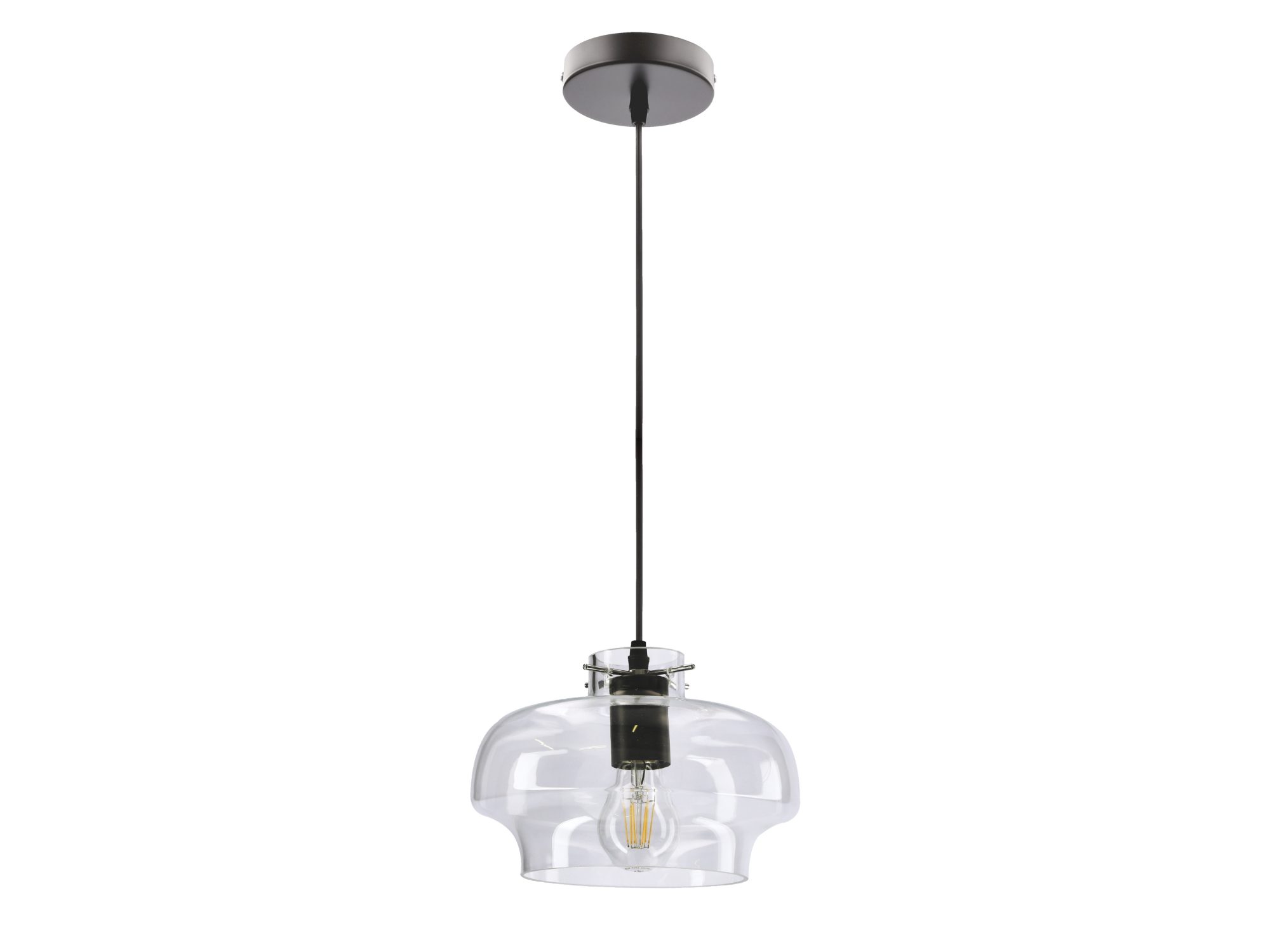 Lampa wisząca Ilanira z przezroczystym profilowanym kloszem szklanym