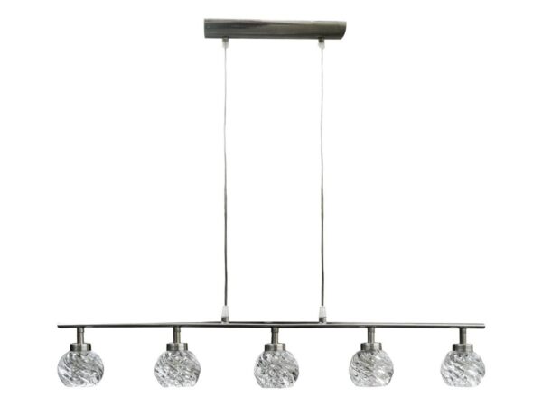 Lampa wisząca Ilarino pięć kryształowych kloszy nikiel satynowy