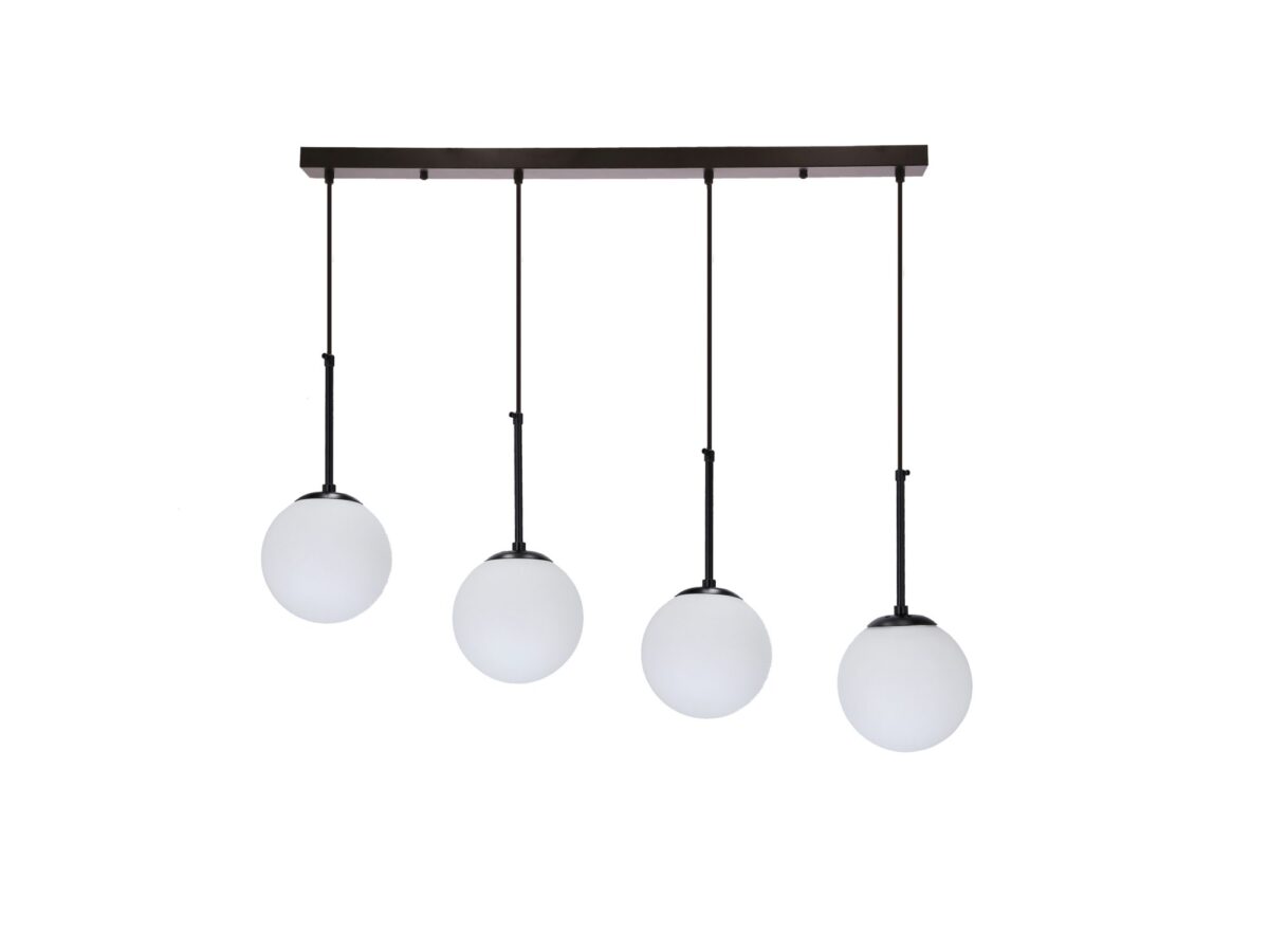 Lampa wisząca Ilevona 4-punktowa czarna z białymi kulami