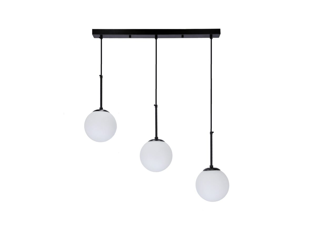 Lampa wisząca Ilevona 3-punktowa czarna z białymi kulami