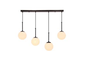 Miniaturka 2 - Lampa wisząca Ilevona z czterema podświetlonymi białymi kulami na czarnych przewodach