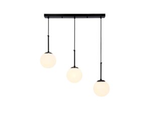 Miniaturka 1 - Trzypunktowa lampa wisząca Ilevona z trzema świecącymi białymi szklanymi kulami