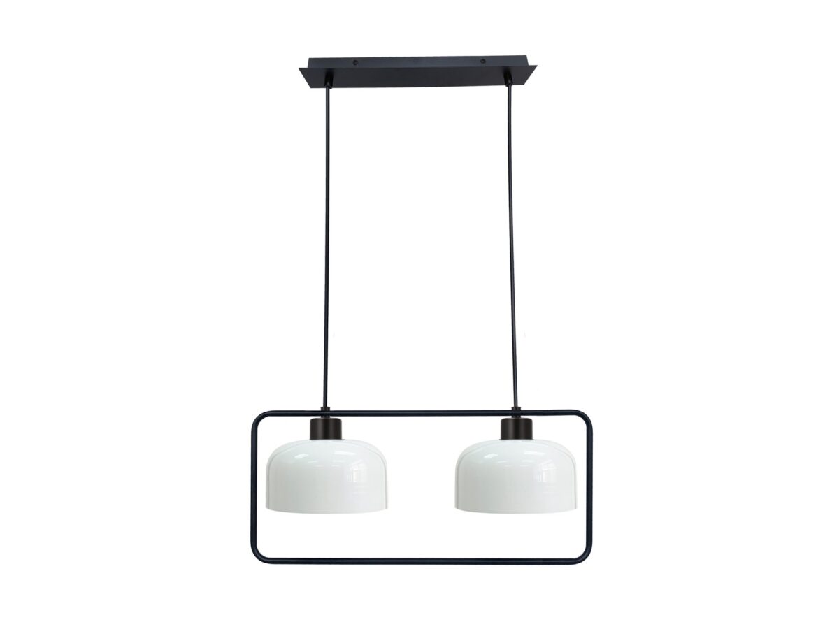 Lampa wisząca Ilitona 2-punktowa czarna z białymi kloszami