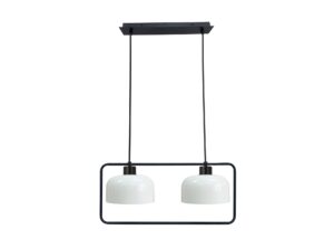 Miniaturka 2 - Lampa wisząca Ilitona dwupunktowa z czarnym zawiesiem i dwoma białymi szklanymi kloszami