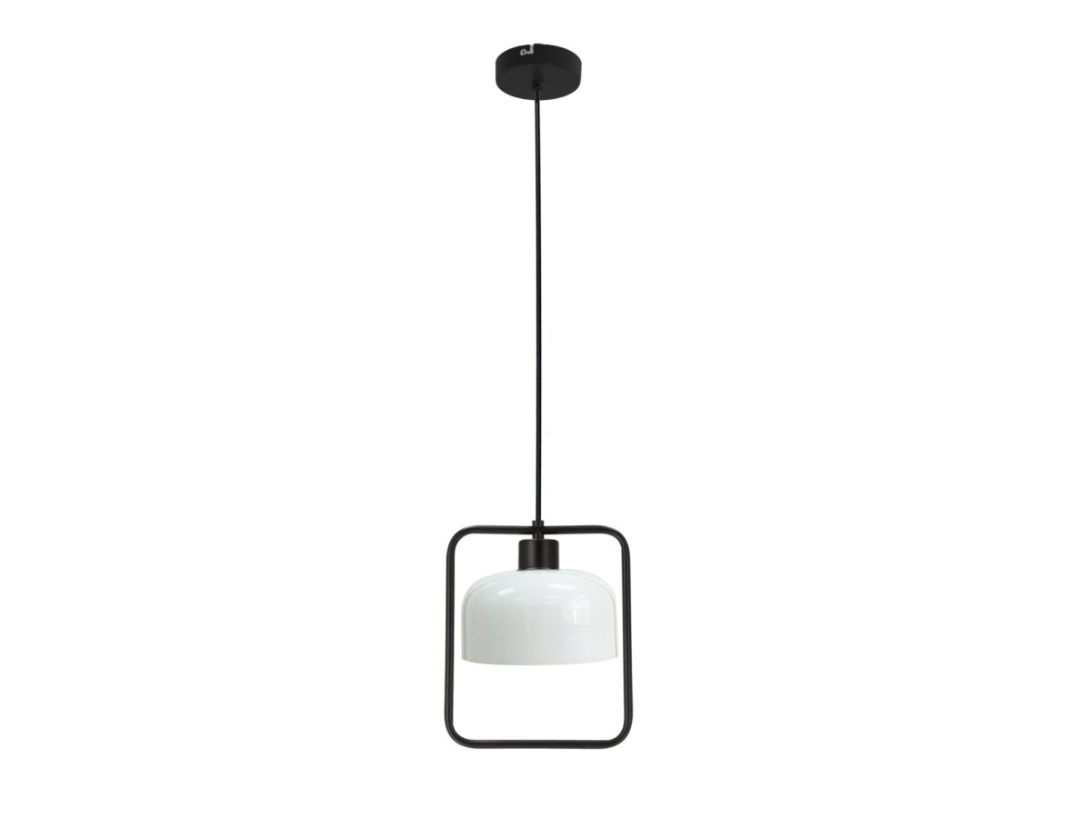 Lampa wisząca Ilitona pojedyncza czarna z białym kloszem
