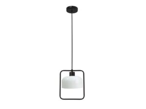 Miniaturka 2 - Lampa wisząca Ilitona pojedyncza z czarnym stalowym zawiesiem i białym kloszem