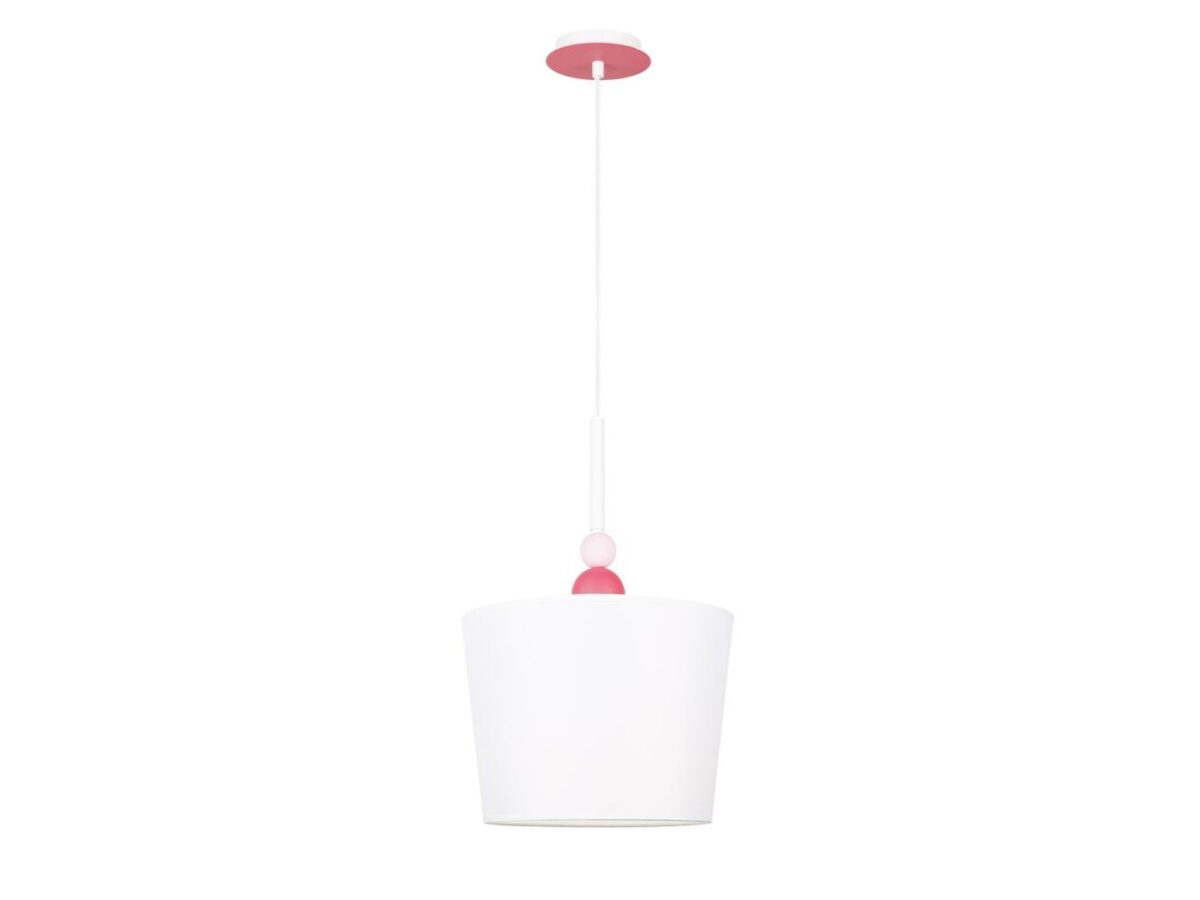Lampa wisząca z abażurem Ilorela 30 cm biało-różowa