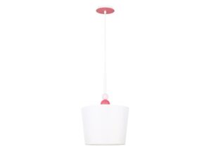Miniaturka 3 - Lampa wisząca Ilorela biało-różowa z tkaninowym abażurem 30 cm na białym tle