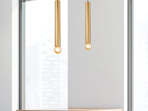 Miniaturka 2 - Lampa Ilvamina w złotym kolorze z oprawą 50 cm na zdjęciu aranżacyjnym