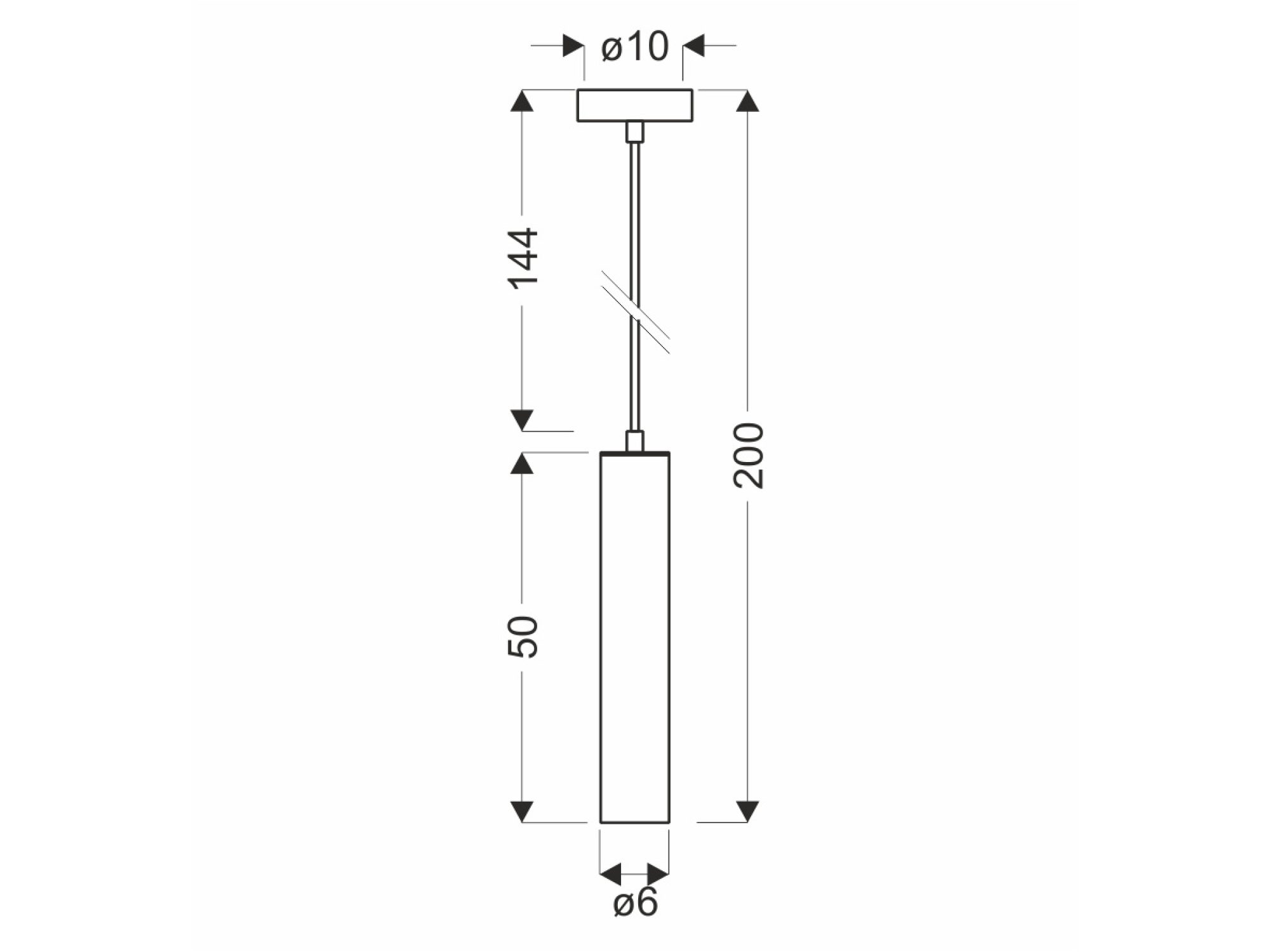 Rysunek techniczny wymiarów złotej lampy wiszącej Ilvamina 50 cm
