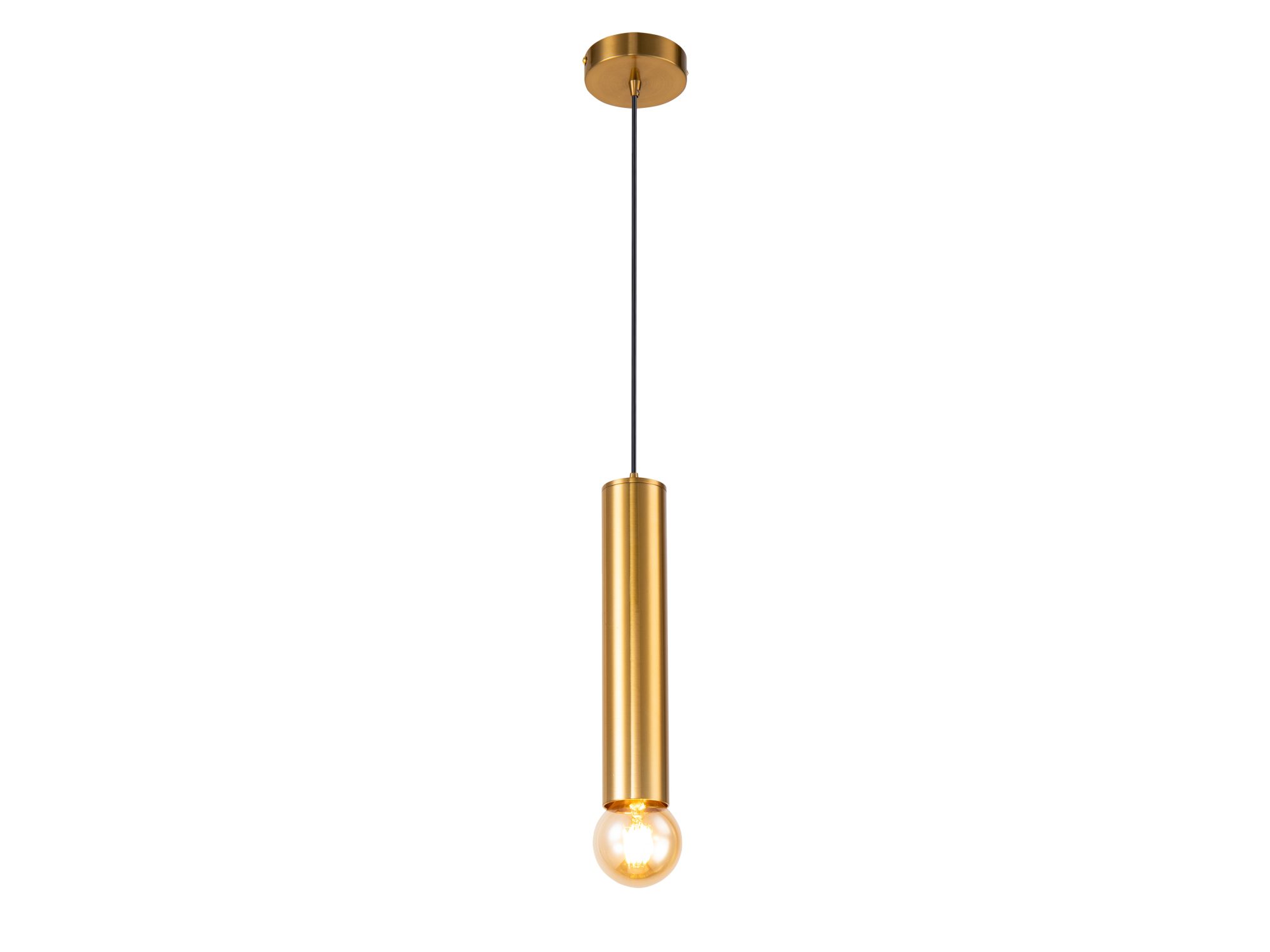 Lampa wisząca Ilvamina złota 30 cm, pojedyncza metalowa oprawa na białym tle