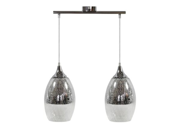 Lampa wisząca Ilvatio z dwoma dwubarwnymi szklanymi kloszami na srebrnej belce