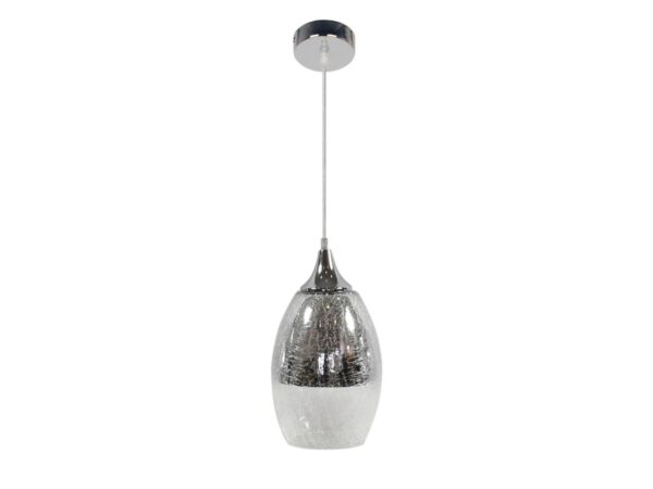 Srebrna lampa wisząca Ilvatio 16 cm z dwukolorowym szklanym kloszem na białym tle