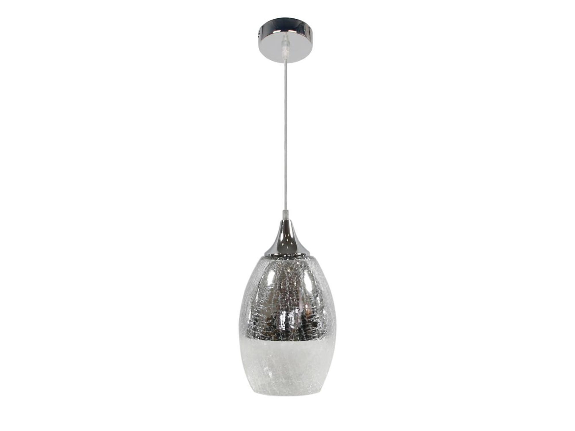 Srebrna lampa wisząca Ilvatio 16 cm z dwukolorowym szklanym kloszem na białym tle