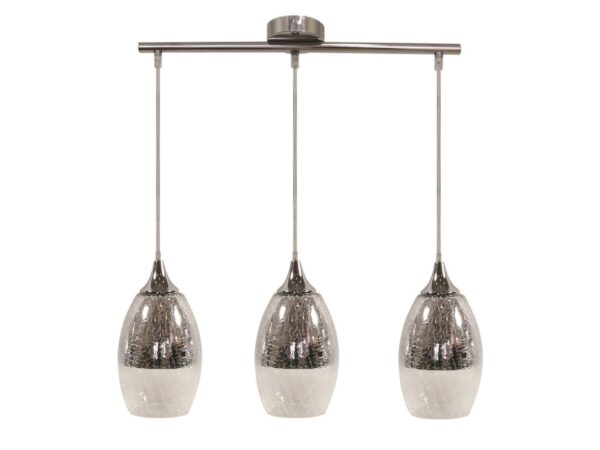 Lampa wisząca Ilvatio z trzema szklanymi kloszami o metalicznym wykończeniu