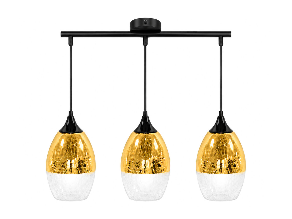 Lampa wisząca Ilvatio 60 cm z 3 złotymi szklanymi kloszami