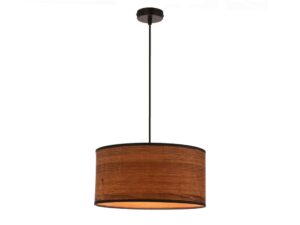 Miniaturka 1 - Lampa wisząca Ilvetia, drugie ujęcie rattanowego abażuru w odcieniu dębowym
