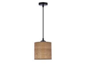 Miniaturka 2 - Lampa wisząca Ilvetia czarna abażur rattanowy orzechowy