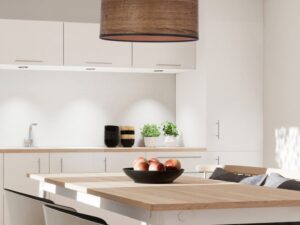 Miniaturka 2 - Lampa wisząca Ilvetia z dębowym abażurem z rattanu w aranżacji wnętrza