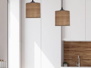 Miniaturka 1 - Lampa wisząca Ilvetia z dwoma abażurami nad stołem w jasnej jadalni