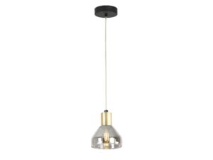 Miniaturka 4 - Lampa wisząca Ilvomino czarna ze złotym detalem i przydymionym szkłem