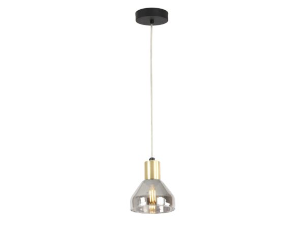 Lampa wisząca Ilvomino czarna ze złotym detalem i przydymionym szkłem