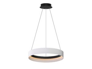 Miniaturka 5 - Lampa wisząca Ilvota LED 52 W biały pierścień 60 cm z czarną podsufitką, pełny widok na białym tle