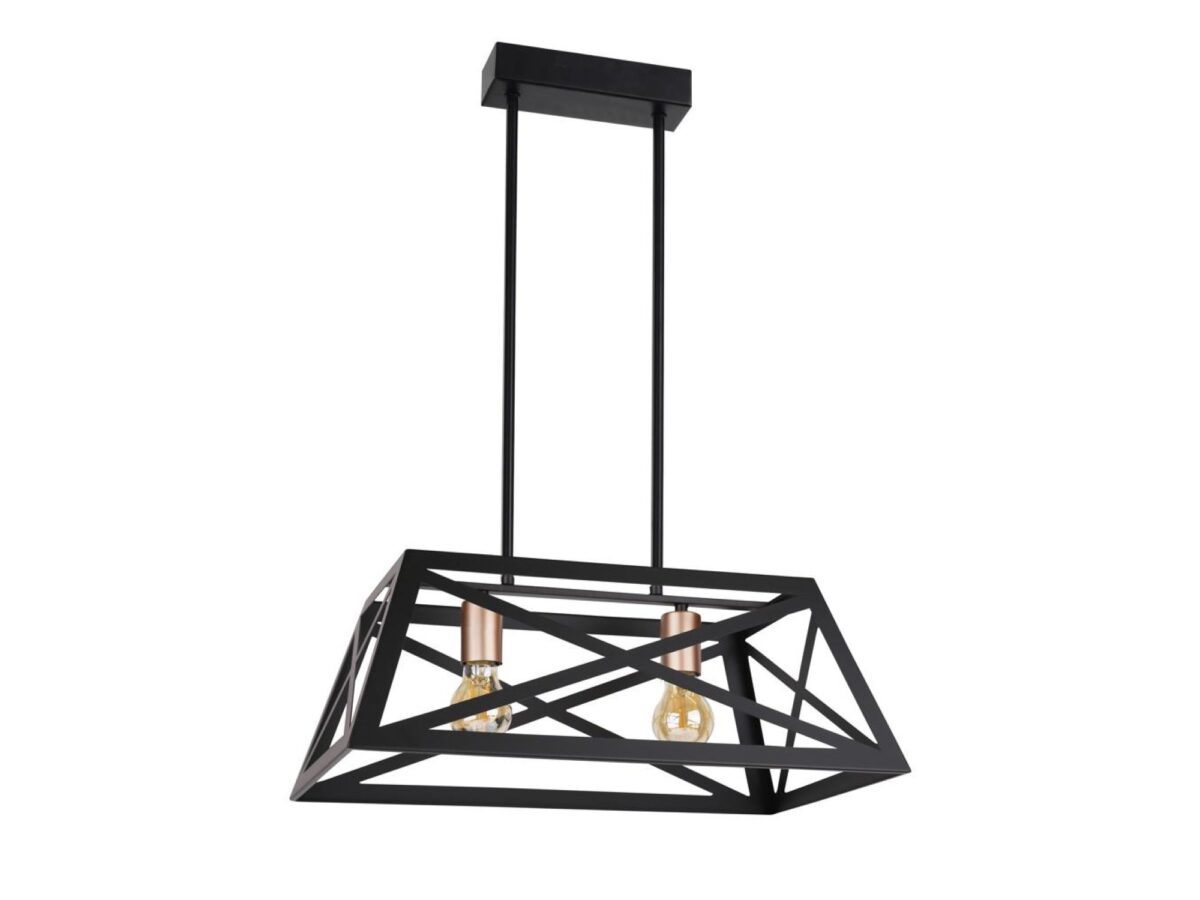 Lampa wisząca Ilvotia 2-punktowa z czarnym ażurowym kloszem