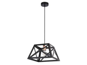 Miniaturka 2 - Czarna lampa wisząca Ilvotia 32 cm z ażurowym geometrycznym kloszem