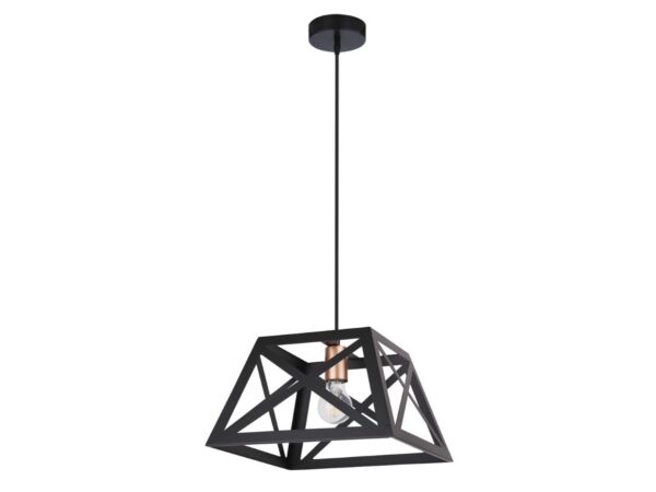 Czarna lampa wisząca Ilvotia 32 cm z ażurowym geometrycznym kloszem