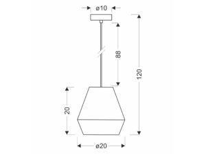 Miniaturka 2 - Rysunek wymiarowy Isadira abażur geometryczny 20 cm