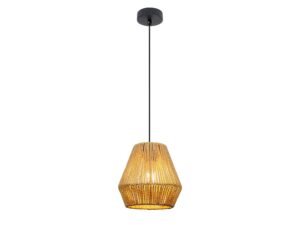 Miniaturka 4 - Lampa wisząca Isadira geometryczny abażur papierowy beżowy