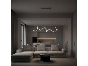 Miniaturka 4 - Aranżacja salonu z szeroką falistą lampą Isareta LED nad sofą