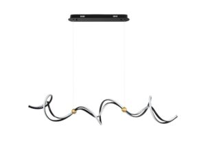Miniaturka 6 - Lampa wisząca Isareta LED 55 W z długim falistym profilem i czarną podsufitką na białym tle